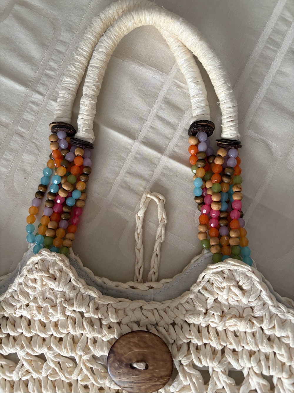Vintage Cream Cappelli
Straworld, Inc. Crochet Tote with Colourful Beaded Handle - Picture 3 of 11